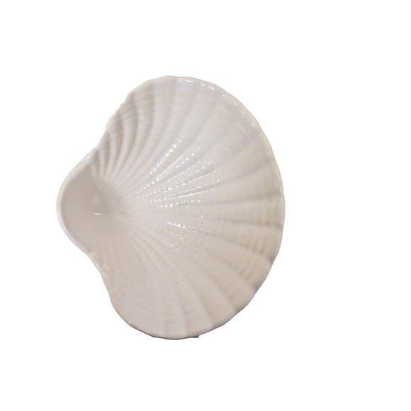 Vintage White Dolphin Fish W/ Raised Shell Dish Bowl Trinket Candy Soap MCM - Picture 4 of 6